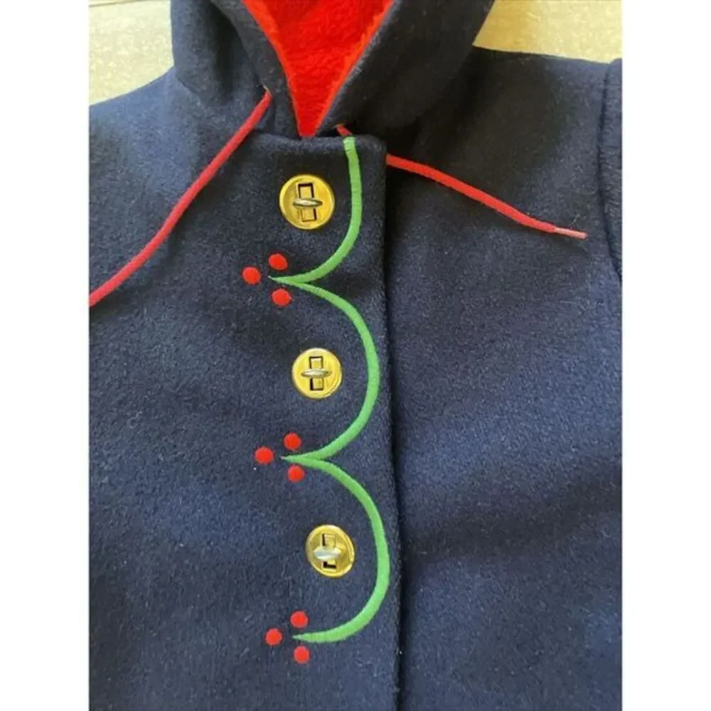 Macwil Saks Fifth Avenue Vintage Kids Wool‎ Hooded jacket Blue Red